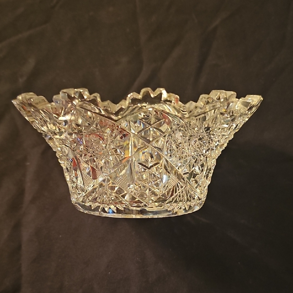 Silver Glass Art Bowl with Radiant Patterns - Picture 2 of 5